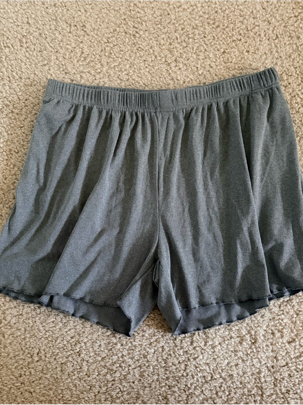 Women's Gray Athletic Lounge Shorts with Ruffle Hem